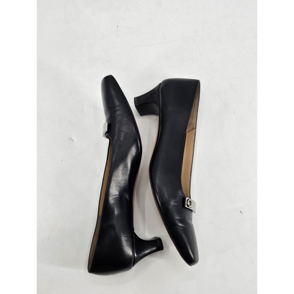 Salvatore Ferragamo Boutique Black Leather Pumps Women\'s 5.5 C Italy 55857 E49
